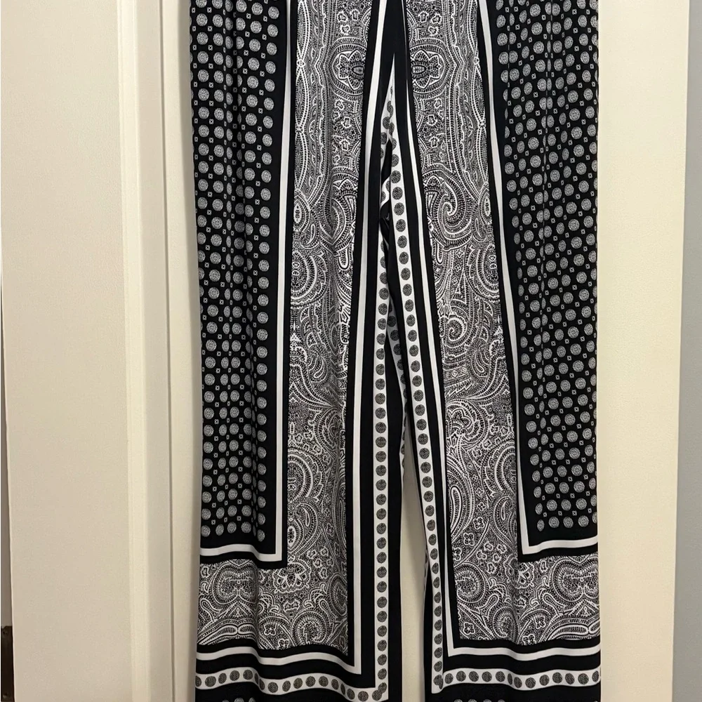 INC International Concepts Black and White Wide Leg Pants